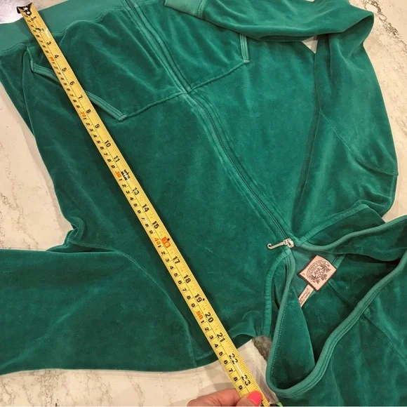 Y2K Juicy Couture Vintage Green Velour Full Zip Tracksuit Jacket 💚 American Made - Picture 14 of 16